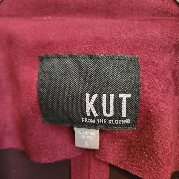 KUT FROM THE KLOTH JACEE DRAPED MOTO JACKET BURGANDY SIZE LARGE EUC - Picture 7 of 7